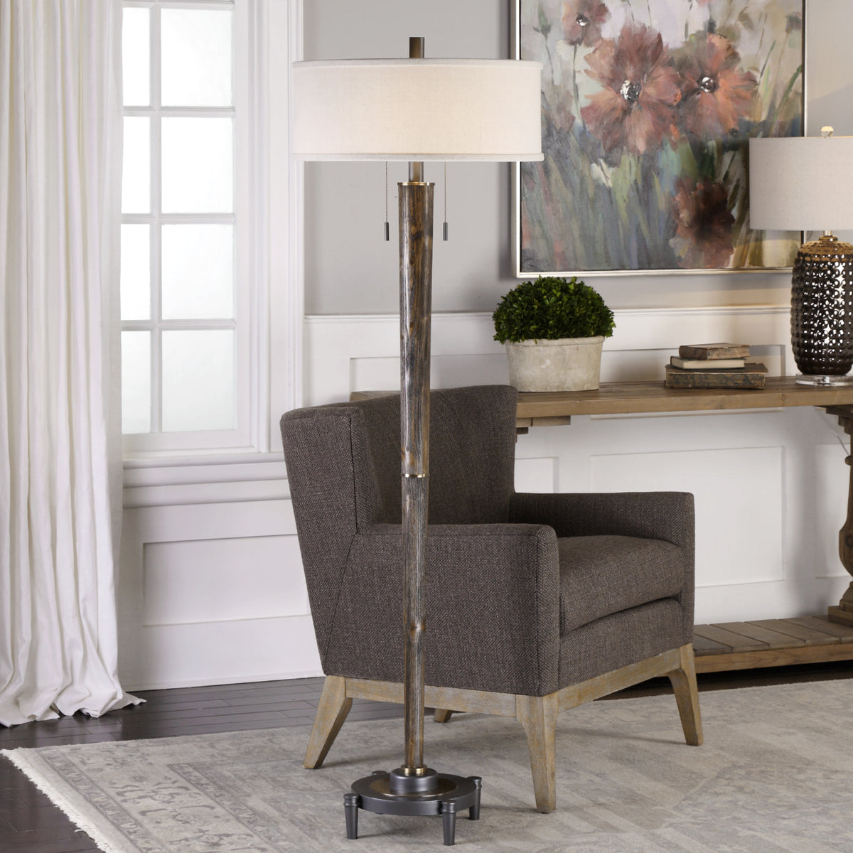 Uttermost Rhett Burnished Oak Floor Lamp