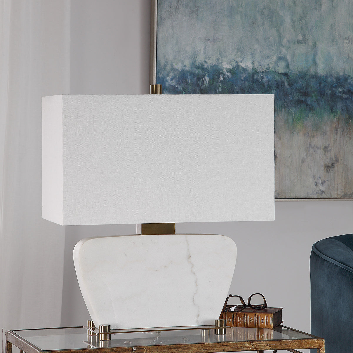 Uttermost Genessy White Marble Table Lamp