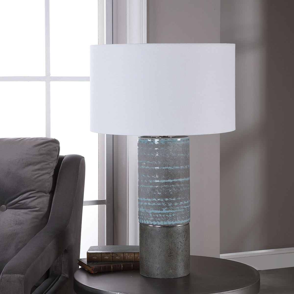 Uttermost Prova Gray Textured Table Lamp