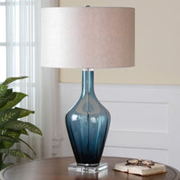 Uttermost Hagano Blue Glass Table Lamp