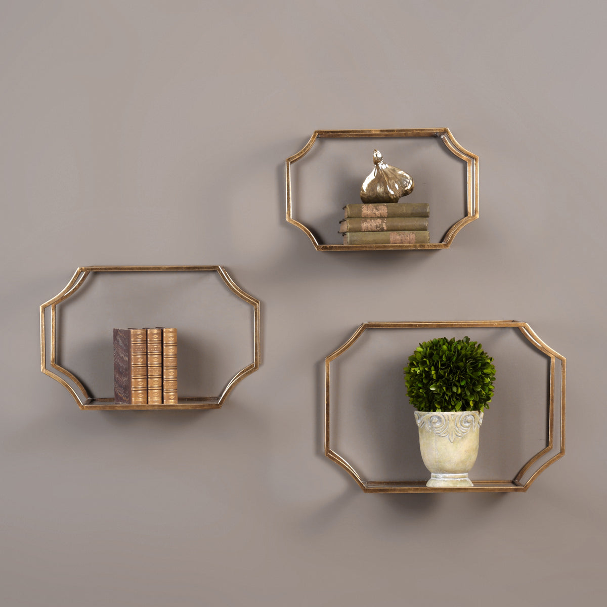 Uttermost Lindee Gold Wall Shelves S/3