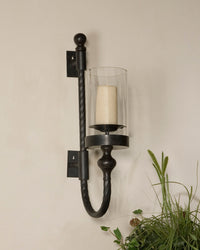 Uttermost Garvin Twist Metal Sconce With Candle