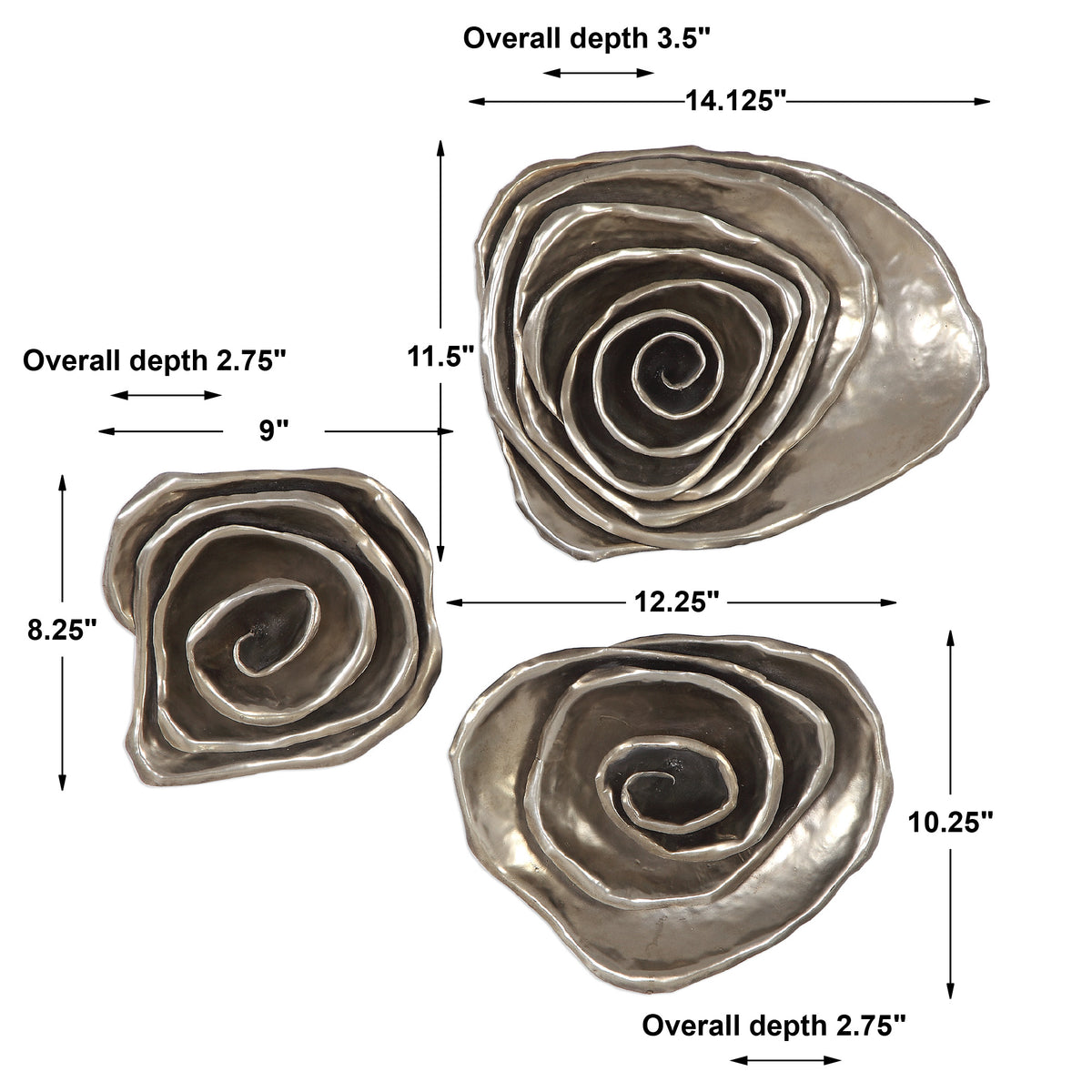Uttermost Amalie Metal Spiral Wall Decor, S/3
