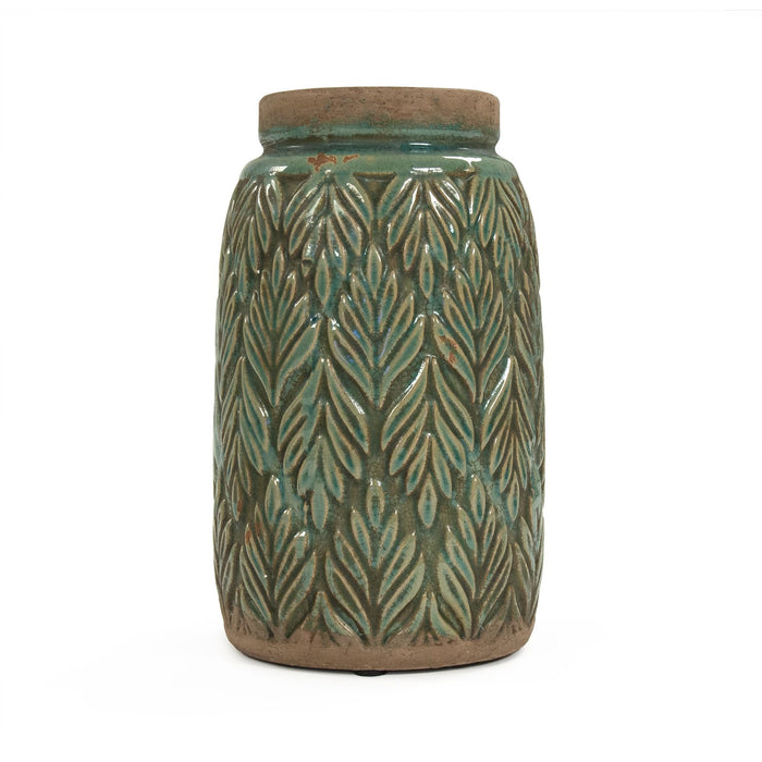 Distressed Green Pattern Vase Large by Zentique