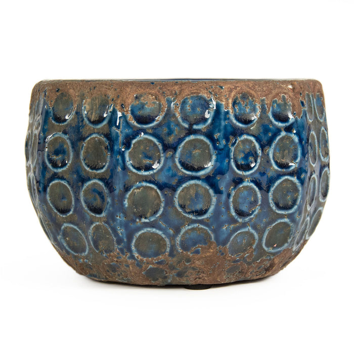 Distressed Blue Dotted Vase Small by Zentique