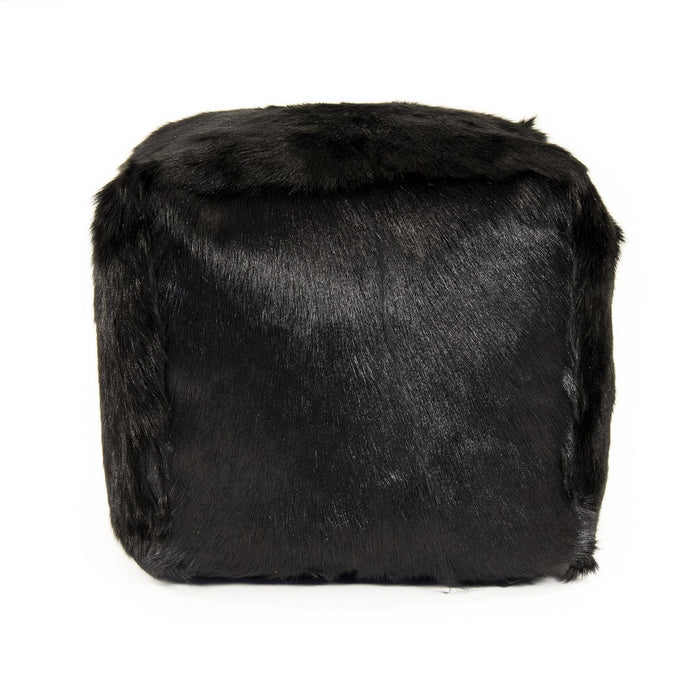 Tibetan Black Goat Fur Pouf by Zentique