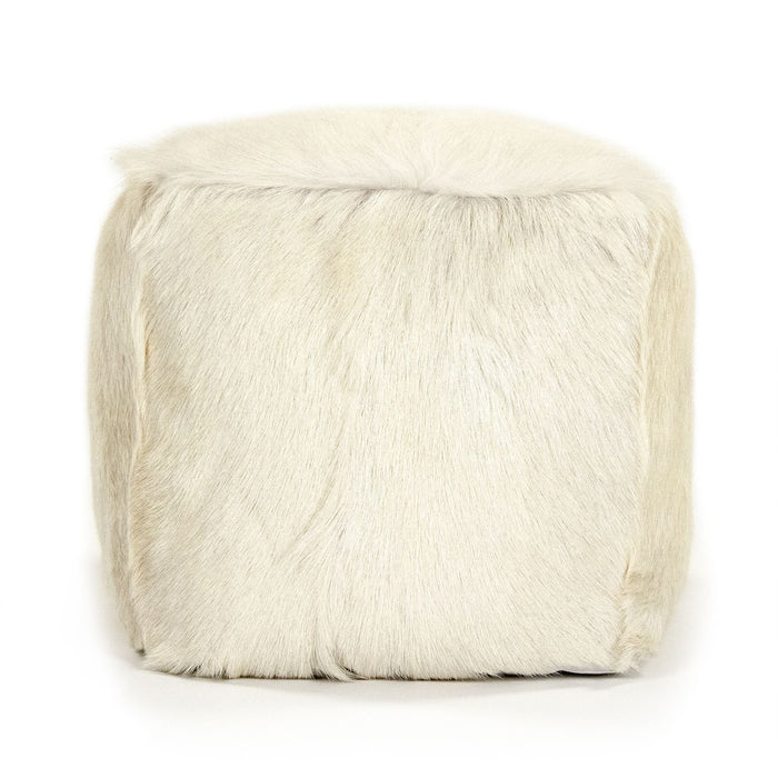 Tibetan Ivory Goat Fur Pouf by Zentique