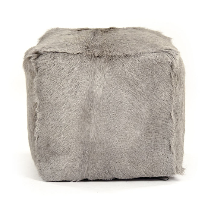 Tibetan Light Grey Goat Fur Pouf by Zentique