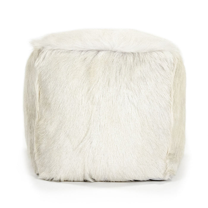 Tibetan White Goat Fur Pouf by Zentique