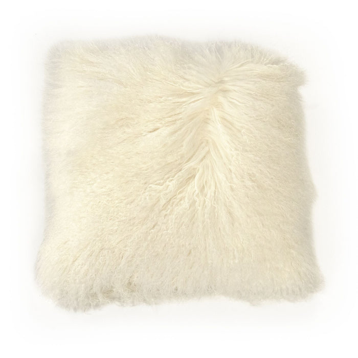 Tibetan Ivory Lamb Fur Pouf by Zentique