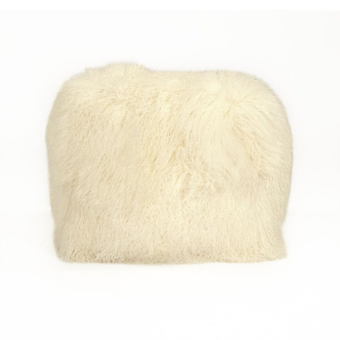 Tibetan Ivory Lamb Fur Pillow by Zentique