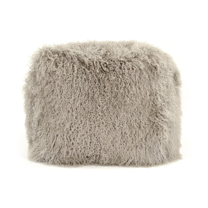 Tibetan Light Grey Lamb Fur Pillow by Zentique