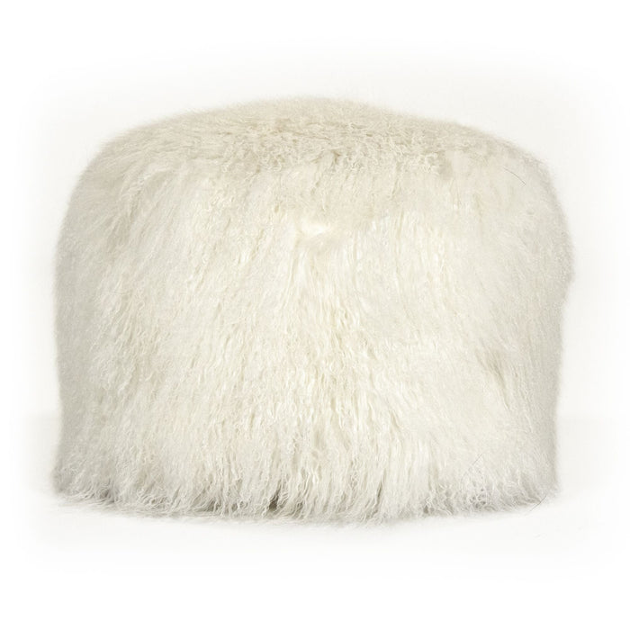 Tibetan White Lamb Fur Pillow by Zentique