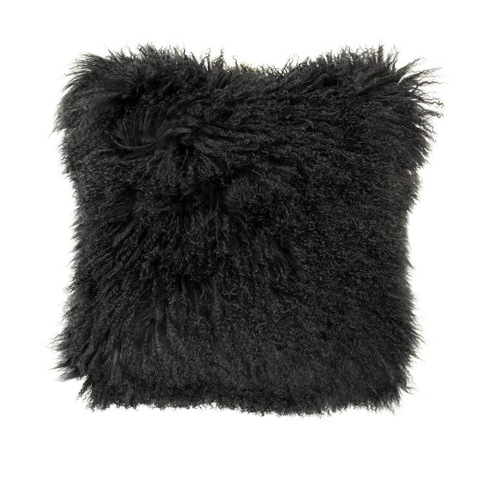 Tibetan Black Lamb Fur Pouf by Zentique