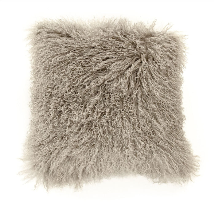 Tibetan Light Grey Lamb Fur Pouf by Zentique