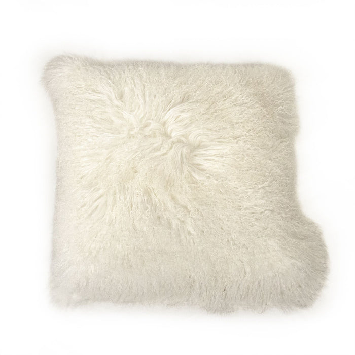 Tibetan White Lamb Fur Pouf by Zentique