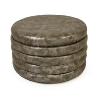 Distressed Grey PU Ottoman by Zentique