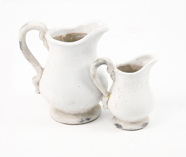 Distressed White Pitcher (5268L) by Zentique