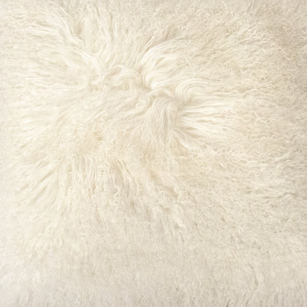 Tibetan White Lamb Fur Pouf by Zentique