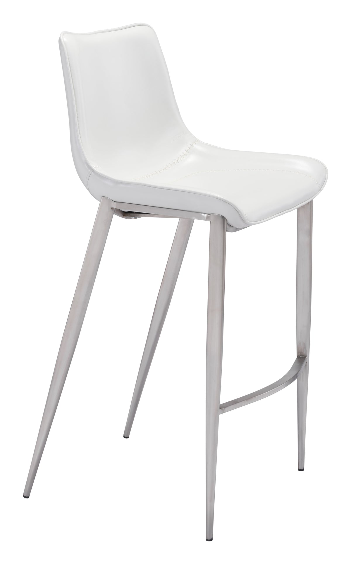 Magnus Barstool (Set of 2) White & Silver