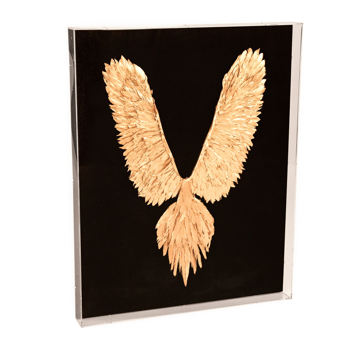 Abstract Gold Leaf Feather Bird Wall Art by Zentique