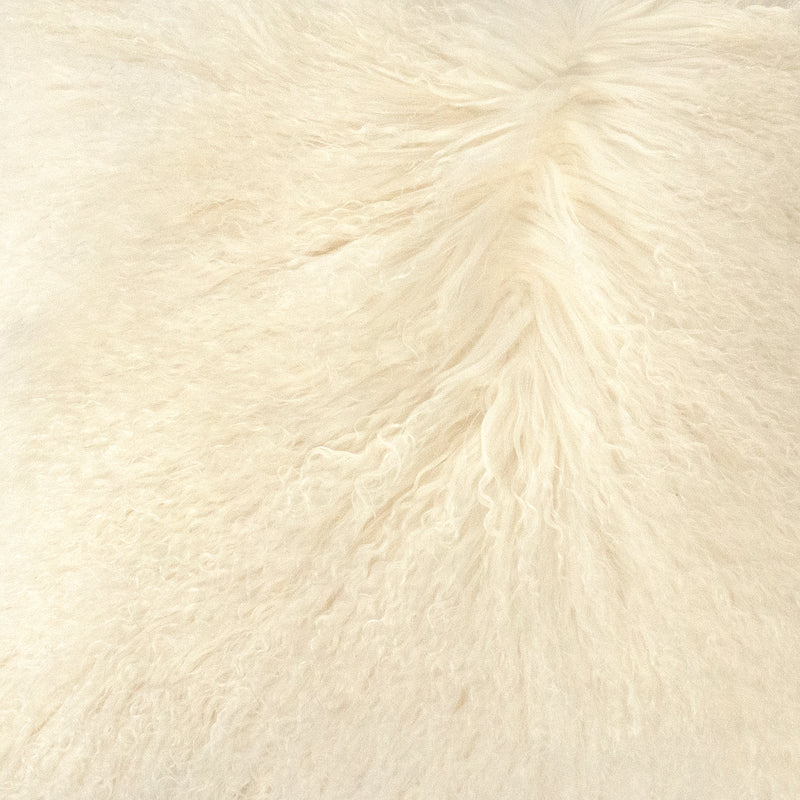 Tibetan Ivory Lamb Fur Pouf by Zentique