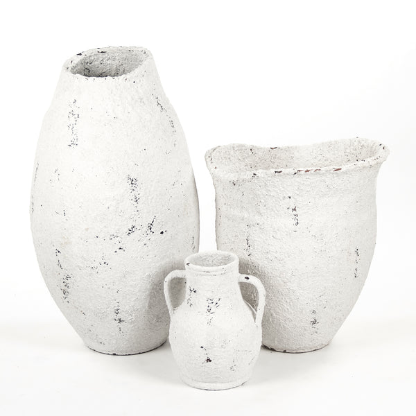 Distressed Grey and White Large Vase (14A113) by Zentique