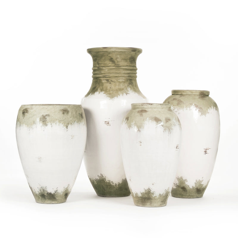 Distressed Off-White Large Vase (14A109) by Zentique