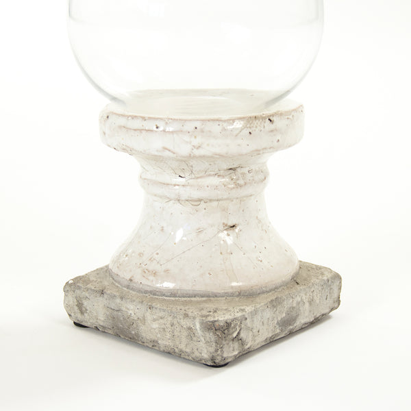 Partially Glazed Off-White Candle Holder (4614S A25A) by Zentique