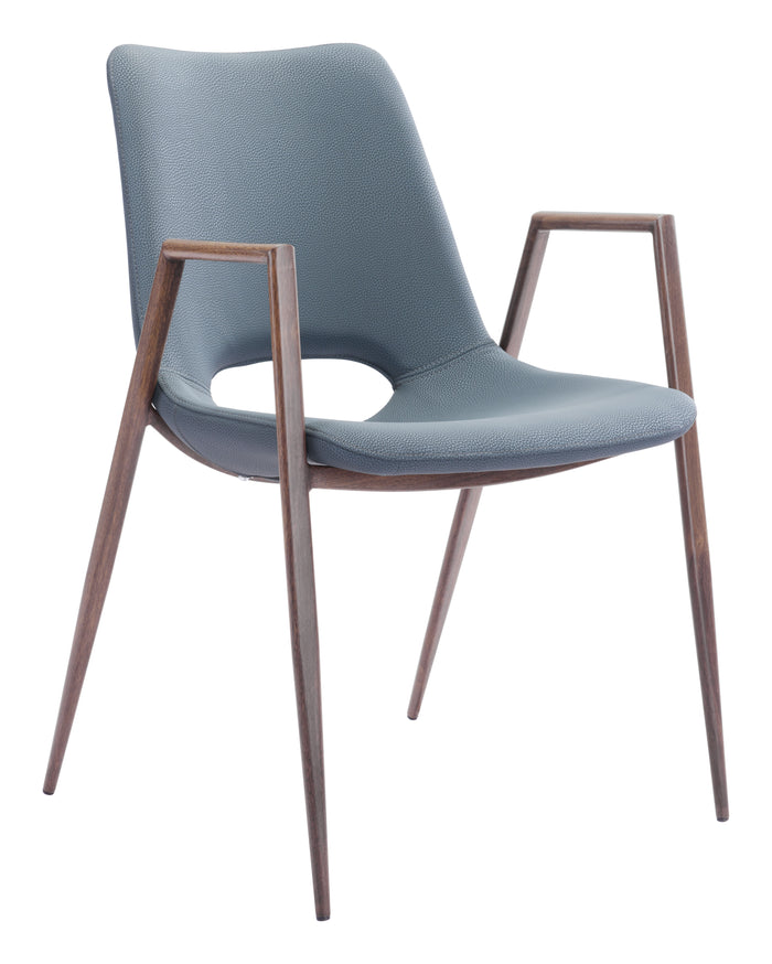 Desi Dining Chair (Set of 2) Blue & Walnut