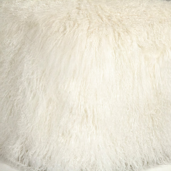 Tibetan White Lamb Fur Pillow by Zentique